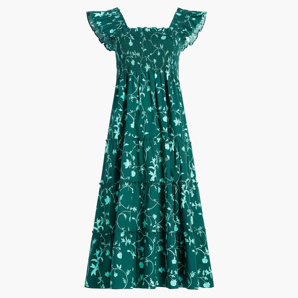 NWT The Ellie Nap Dress Emerald Botanical Poplin - Sz S
